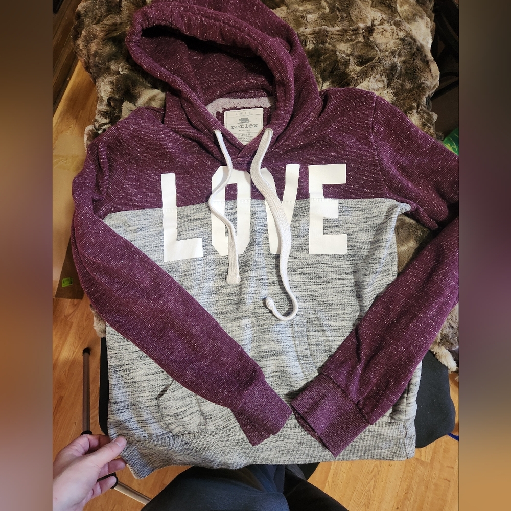 Reflex Women's Hoodie Sweater - Maroon and Gray Size M